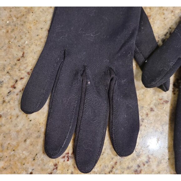 Vintage One Size Black White Patent Leather GoGo Girl 8" Gloves Safety Pin - Picture 2 of 16